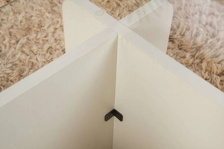 Couchtisch Flavio aus melaminbeschichteten Holz und gehärtetem Glas in Holzweiß, 105×65×30 cm von Hanah Home – Bild 5