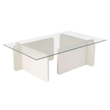 Couchtisch Flavio aus melaminbeschichteten Holz und gehärtetem Glas, 105×65×30 cm - ZEN ZONE Furniture