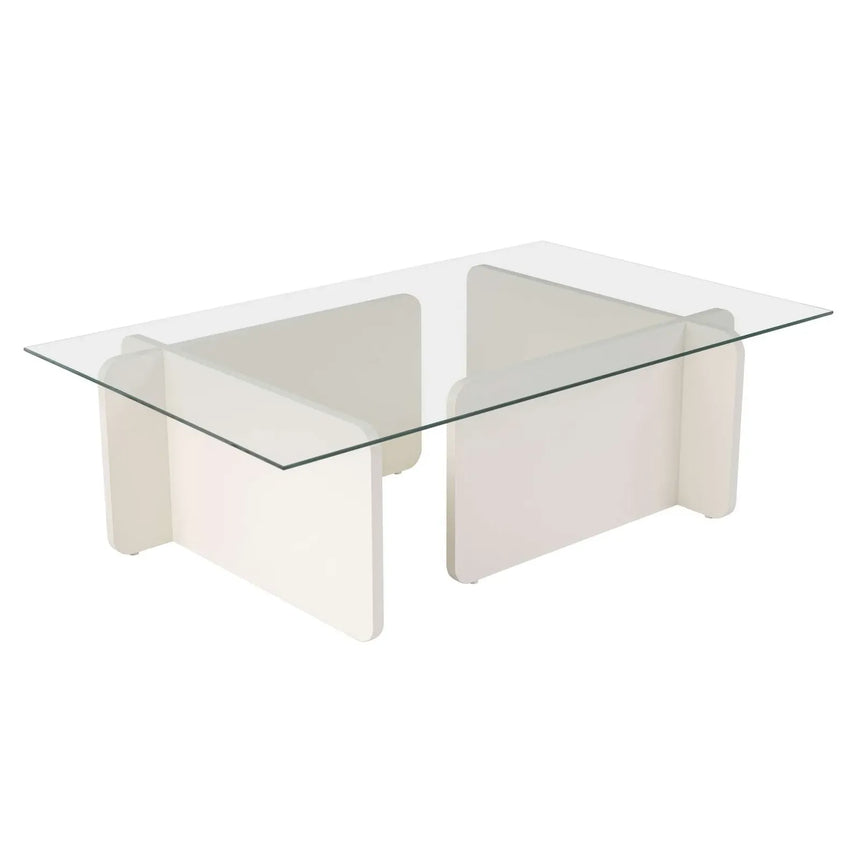 Couchtisch Flavio aus melaminbeschichteten Holz und gehärtetem Glas, 105×65×30 cm - ZEN ZONE Furniture