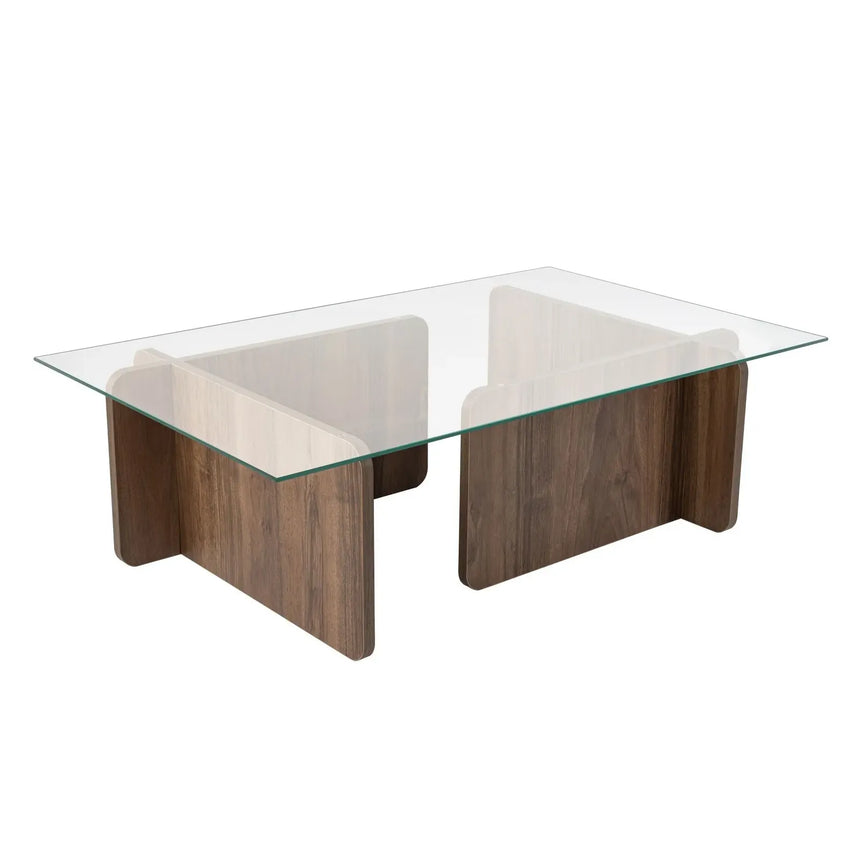 Couchtisch Flavio aus melaminbeschichteten Holz und gehärtetem Glas, 105×65×30 cm - ZEN ZONE Furniture