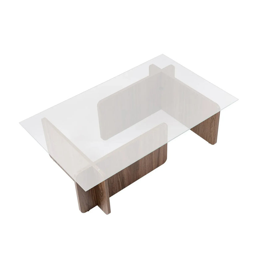 Couchtisch Flavio aus melaminbeschichteten Holz und gehärtetem Glas, 105×65×30 cm - ZEN ZONE Furniture