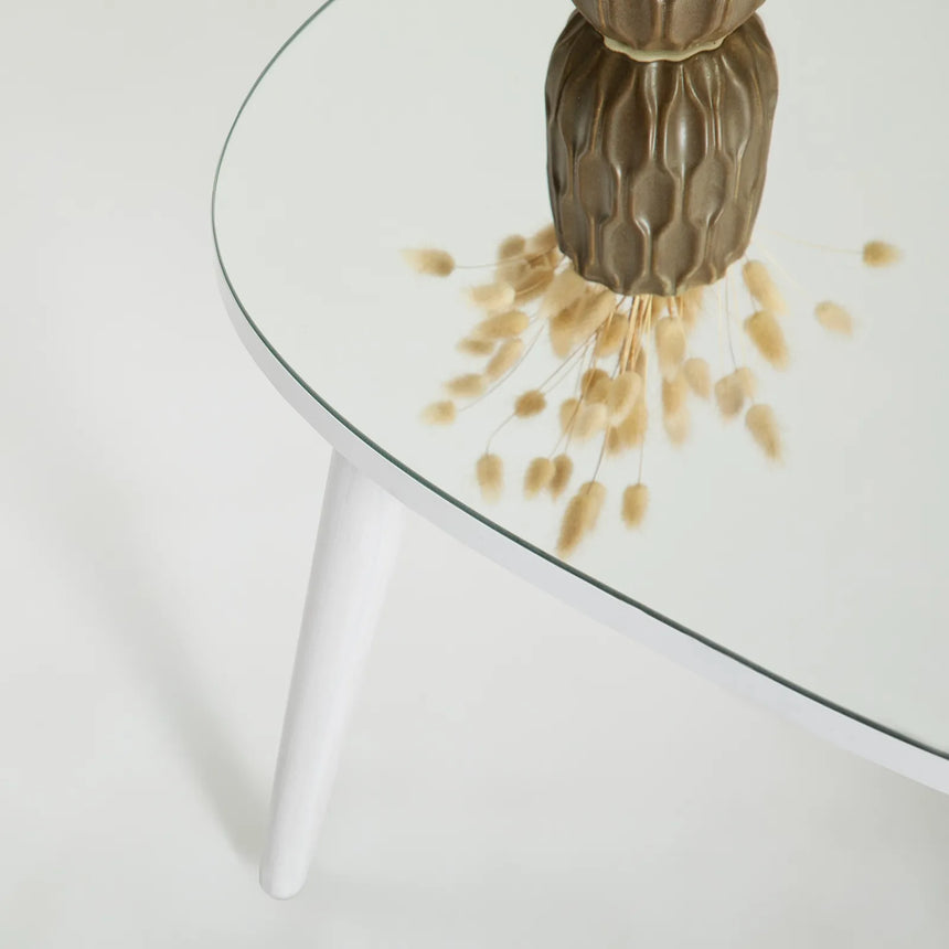 Couchtisch Gusto aus melaminbeschichteten Holz und gehärtetem Glas in Weiß und Transparent, 75×55×38 cm von Hanah Home – Bild 4