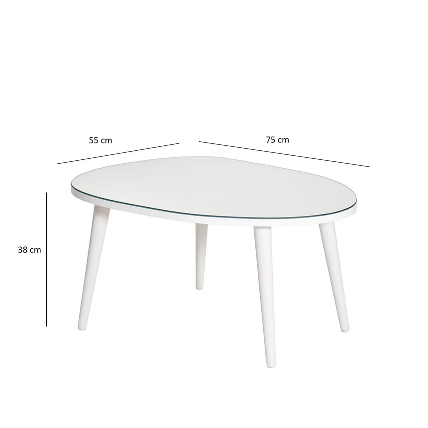 Couchtisch Gusto aus melaminbeschichteten Holz und gehärtetem Glas in Weiß und Transparent, 75×55×38 cm von Hanah Home – Bild 6