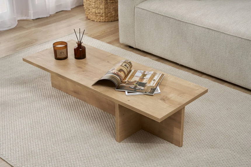Couchtisch Harbor aus melaminbeschichteter Spanplatte in Saphir-Eiche, 120×45×30 cm von Hanah Home – Bild 3