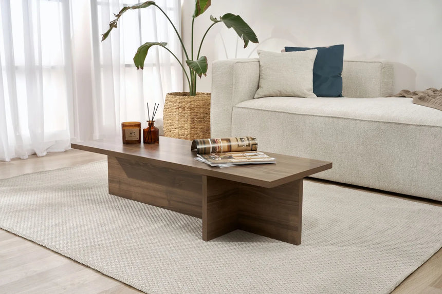 Couchtisch Harbor aus melaminbeschichteter Spanplatte in Walnuss, 120×45×30 cm von Hanah Home – Bild 2