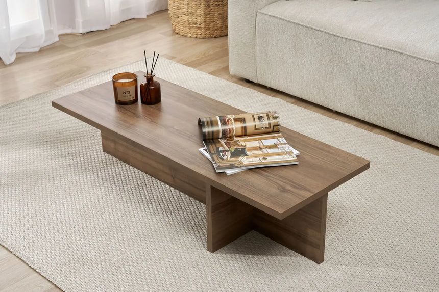 Couchtisch Harbor aus melaminbeschichteter Spanplatte in Walnuss, 120×45×30 cm von Hanah Home – Bild 3