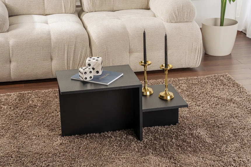 Couchtisch Harmony aus melaminbeschichteten Holz in Holzschwarz, 80×40×40 cm von Hanah Home – Bild 1