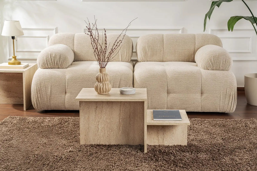 Couchtisch Harmony aus melaminbeschichteten Holz in Travertin, 80×40×40 cm von Hanah Home – Bild 2