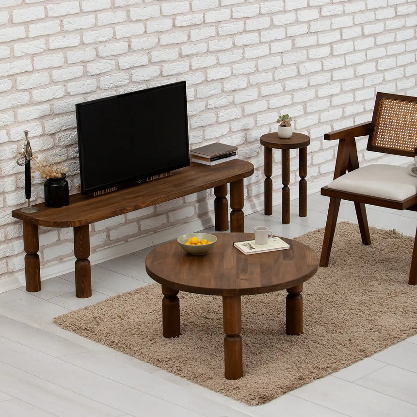 Couchtisch Ida aus Buchenholz in Walnuss, 60×60×40 cm von Hanah Home – Bild 2
