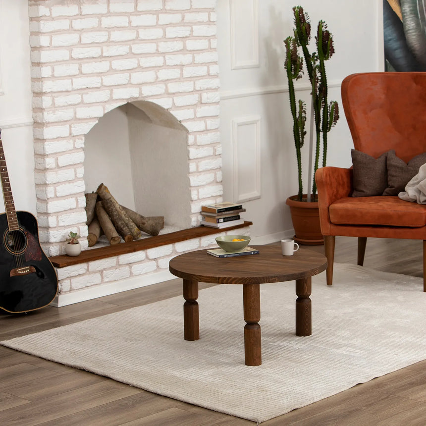 Couchtisch Ida aus Buchenholz in Walnuss, 70×70×40 cm von Hanah Home – Bild 2
