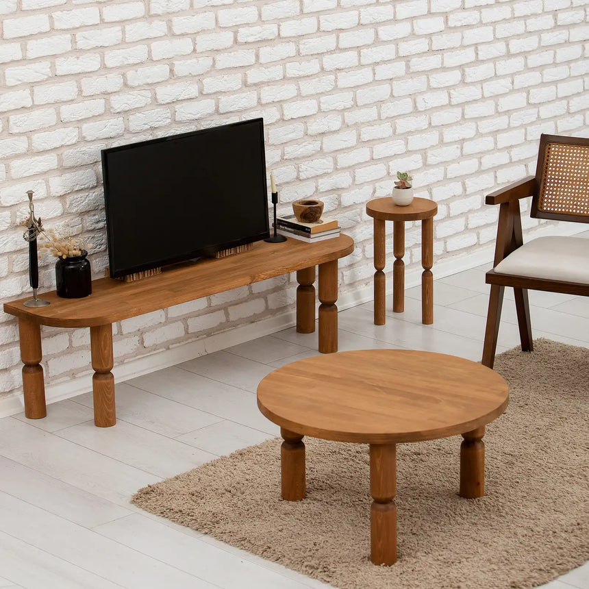 Couchtisch Ida aus Massivholz in Kastanie, 70×70×40 cm von Hanah Home – Bild 3