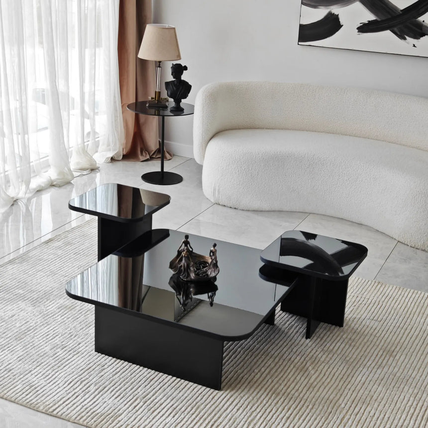 Couchtisch Jazz aus melaminbeschichteten Holz in Schwarz und Rauch, 80×80×30 cm von Hanah Home – Bild 3