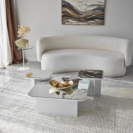 Couchtisch Jazz aus melaminbeschichteten Holz in Weiß, 80×80×30cm von Hanah Home – Bild 4