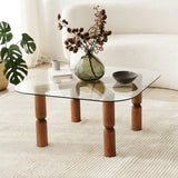 Couchtisch Kei aus Buchenholz und gehärtetem Glas, 80×80×40 cm von Hanah Home – Bild 1