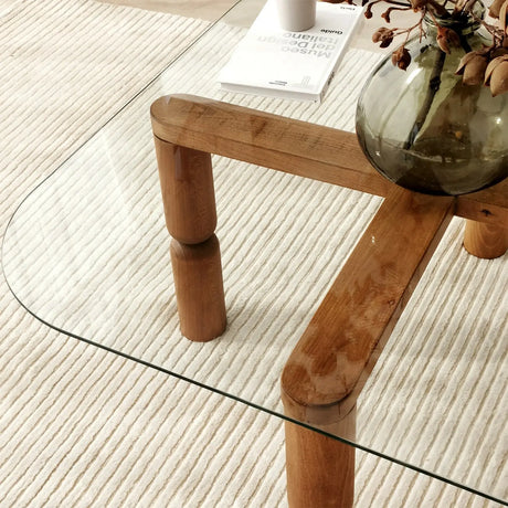 Couchtisch Kei aus Buchenholz und gehärtetem Glas, 80×80×40 cm von Hanah Home – Bild 5