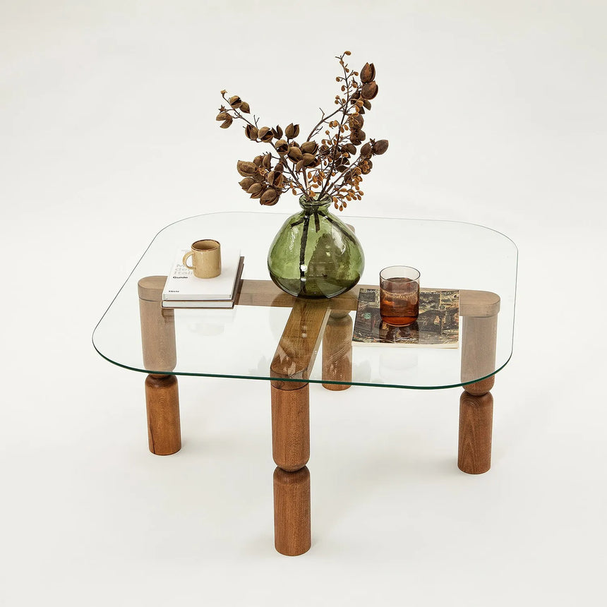 Couchtisch Kei aus Buchenholz und gehärtetem Glas, 80×80×40 cm von Hanah Home – Bild 7