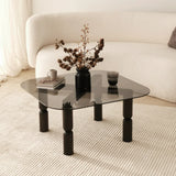 Couchtisch Kei aus Buchenholz und gehärtetem Glas in Anthrazit und Rauch, 80×80×40 cm von Hanah Home – Bild 1