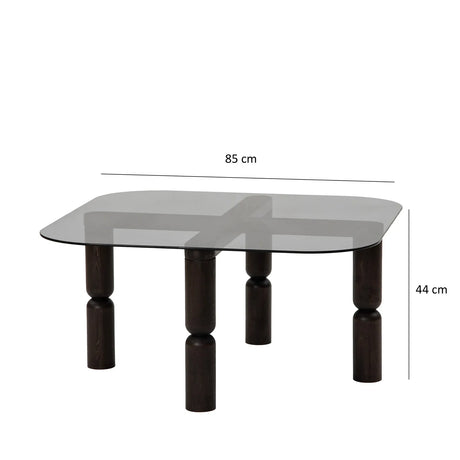 Couchtisch Kei aus Buchenholz und gehärtetem Glas in Anthrazit und Rauch, 80×80×40 cm von Hanah Home – Bild 10