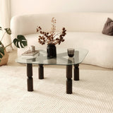 Couchtisch Kei aus Buchenholz und gehärtetem Glas in Anthrazit und Transparent, 80×80×40 cm von Hanah Home – Bild 2