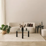 Couchtisch Kei aus Buchenholz und gehärtetem Glas in Anthrazit und Transparent, 80×80×40 cm von Hanah Home – Bild 3