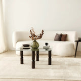 Couchtisch Kei aus Buchenholz und gehärtetem Glas in Anthrazit und Transparent, 80×80×40 cm von Hanah Home – Bild 4