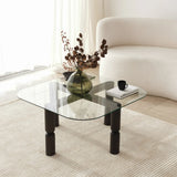 Couchtisch Kei aus Buchenholz und gehärtetem Glas in Anthrazit und Transparent, 80×80×40 cm von Hanah Home – Bild 5