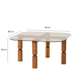 Couchtisch Kei aus Buchenholz und gehärtetem Glas in Walnuss und Bronze, 80×80×40 cm von Hanah Home – Bild 9