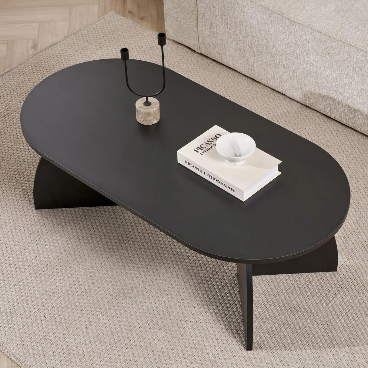 Couchtisch Melina aus melaminbeschichteten Holz in Holzschwarz, 120×60×40 cm von Hanah Home – Bild 3