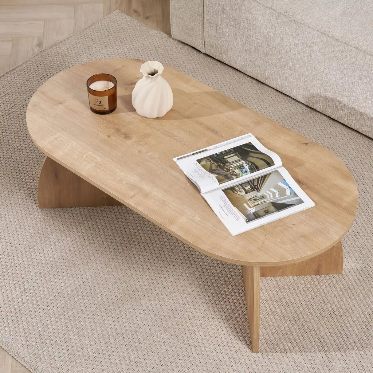 Couchtisch Melina aus melaminbeschichteten Holz in Saphir-Eiche, 120×60×40 cm von Hanah Home – Bild 3