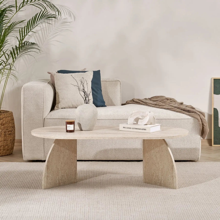 Couchtisch Melina aus melaminbeschichteten Holz in Travertin, 120×60×40 cm von Hanah Home – Bild 2