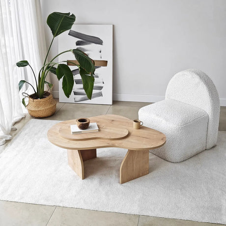 Couchtisch Melted aus melaminbeschichteten Holz in Saphir-Eiche, 105×65×35 cm von Hanah Home – Bild 4