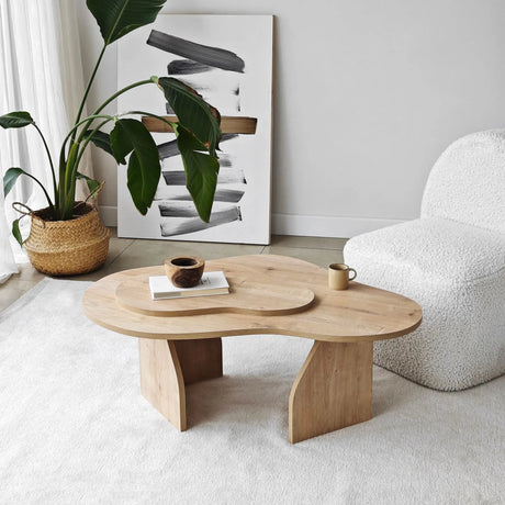 Couchtisch Melted aus melaminbeschichteten Holz in Saphir-Eiche, 105×65×35 cm von Hanah Home – Bild 5