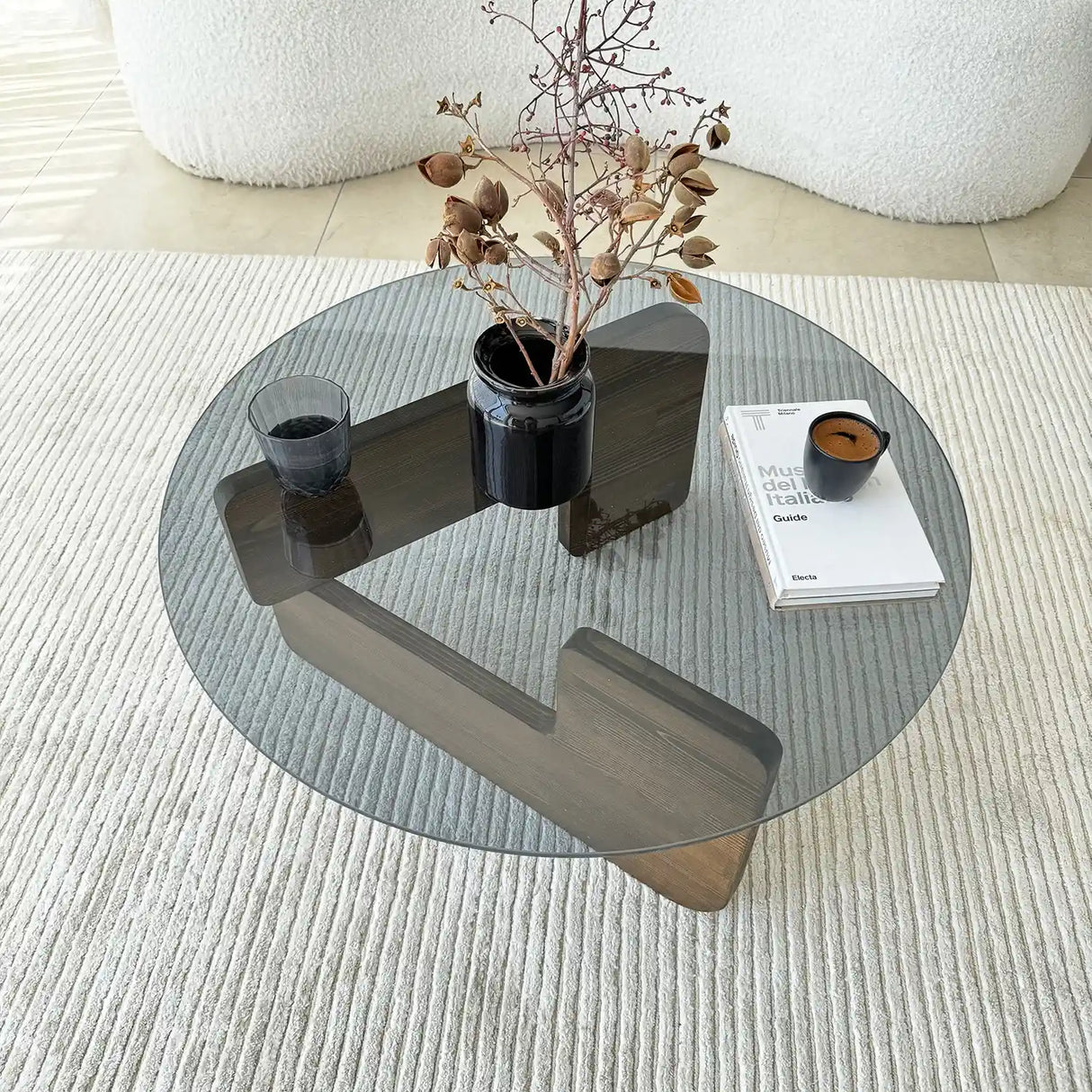 Couchtisch Mia aus massivem Kiefernholz und gehärtetem Glas, 75×75×35 cm von Hanah Home – Bild 3