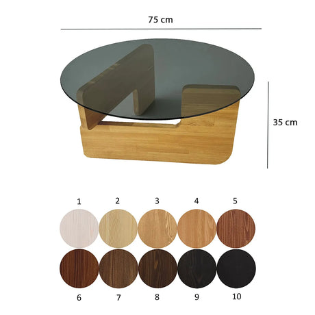Couchtisch Mia aus massivem Kiefernholz und gehärtetem Glas in Eiche und Rauch, 75×75×35 cm von Hanah Home – Bild 9