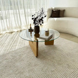 Couchtisch Mia aus massivem Kiefernholz und gehärtetem Glas in Eiche und Transparent, 75×75×35 cm von Hanah Home – Bild 2