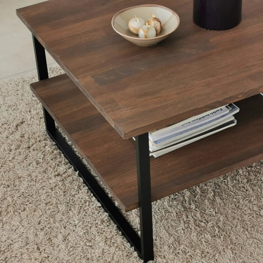Couchtisch Neta aus massivem Kiefernholz und Metall, 85×60×40 cm von Hanah Home – Bild 4