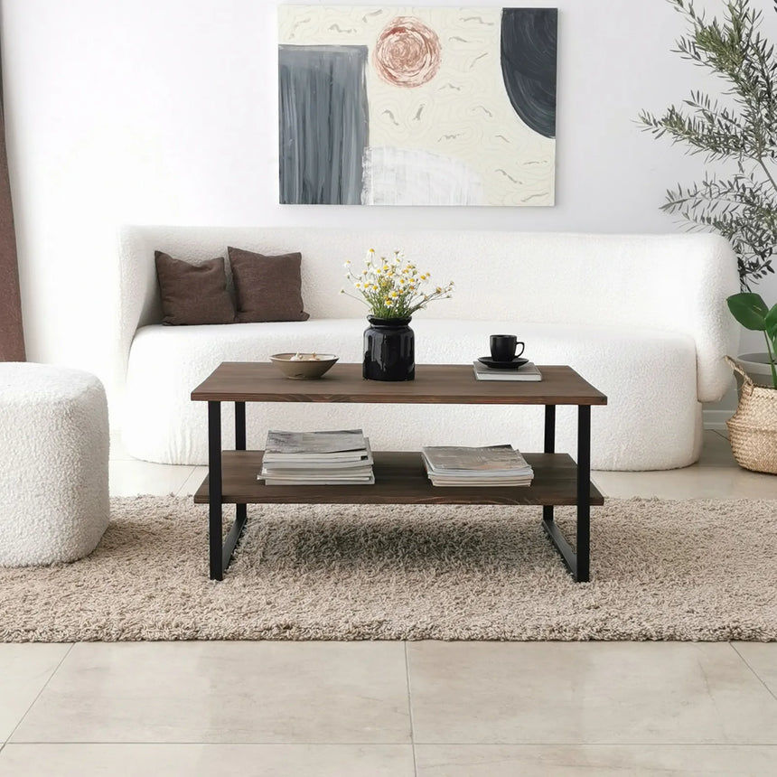 Couchtisch Neta aus massivem Kiefernholz und Metall, 85×60×40 cm von Hanah Home – Bild 7