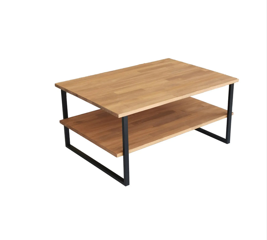 Couchtisch Neta aus massivem Kiefernholz und Metall in Eiche, 85×60×40 cm von Hanah Home – Bild 7