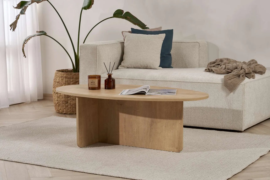 Couchtisch Orba aus melaminbeschichteter Spanplatte in Eiche, 120×65×40 cm von Hanah Home – Bild 2