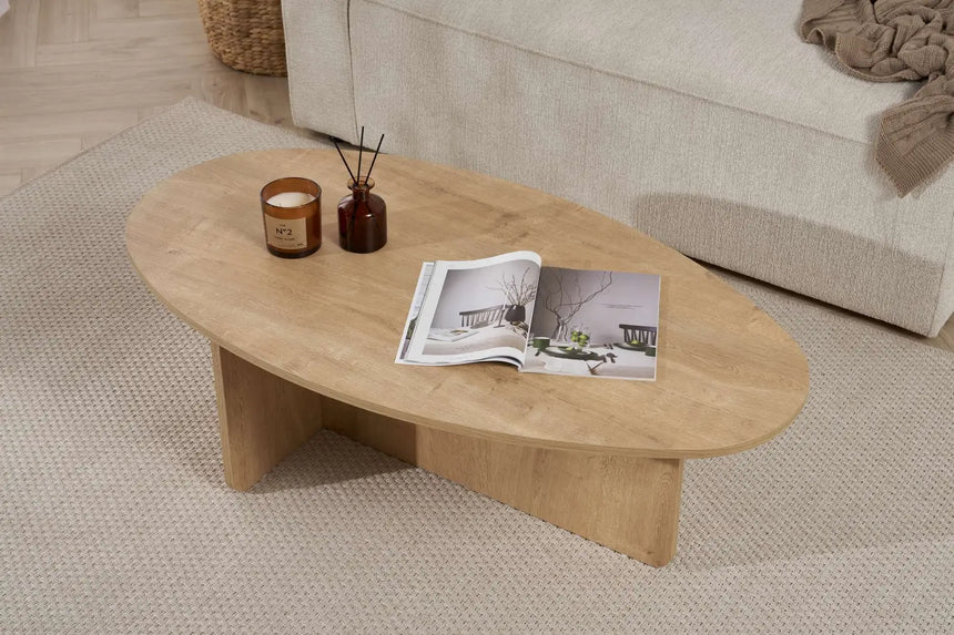 Couchtisch Orba aus melaminbeschichteter Spanplatte in Eiche, 120×65×40 cm von Hanah Home – Bild 3