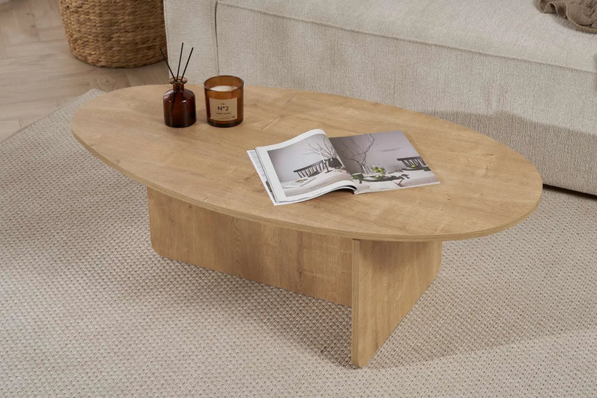 Couchtisch Orba aus melaminbeschichteter Spanplatte in Eiche, 120×65×40 cm von Hanah Home – Bild 4