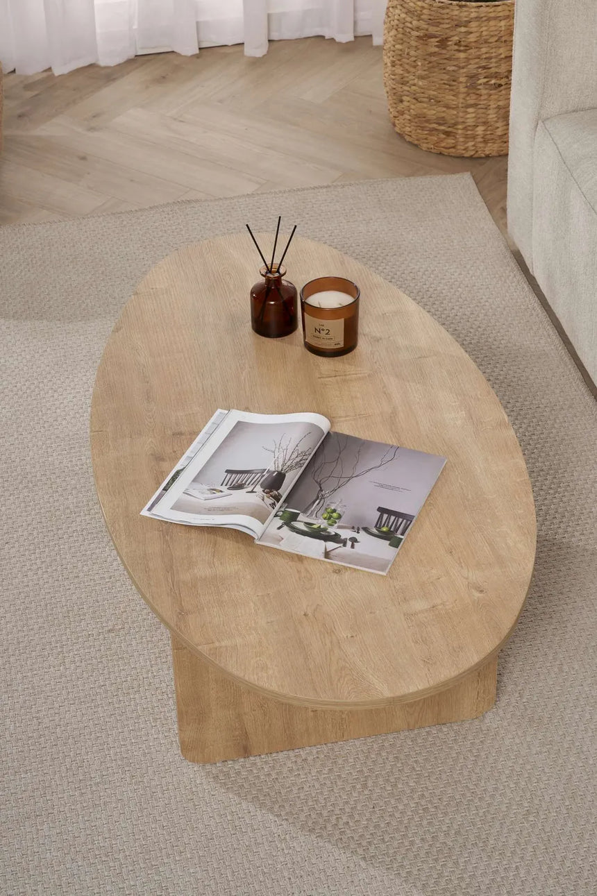 Couchtisch Orba aus melaminbeschichteter Spanplatte in Eiche, 120×65×40 cm von Hanah Home – Bild 5