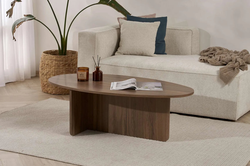 Couchtisch Orba aus melaminbeschichteter Spanplatte in Walnuss, 120×65×40 cm von Hanah Home – Bild 1