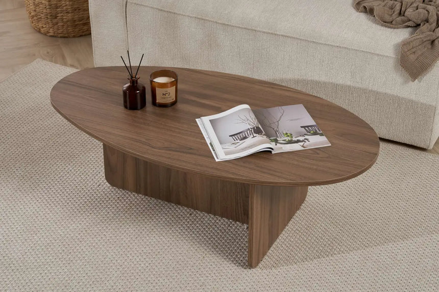 Couchtisch Orba aus melaminbeschichteter Spanplatte in Walnuss, 120×65×40 cm von Hanah Home – Bild 4