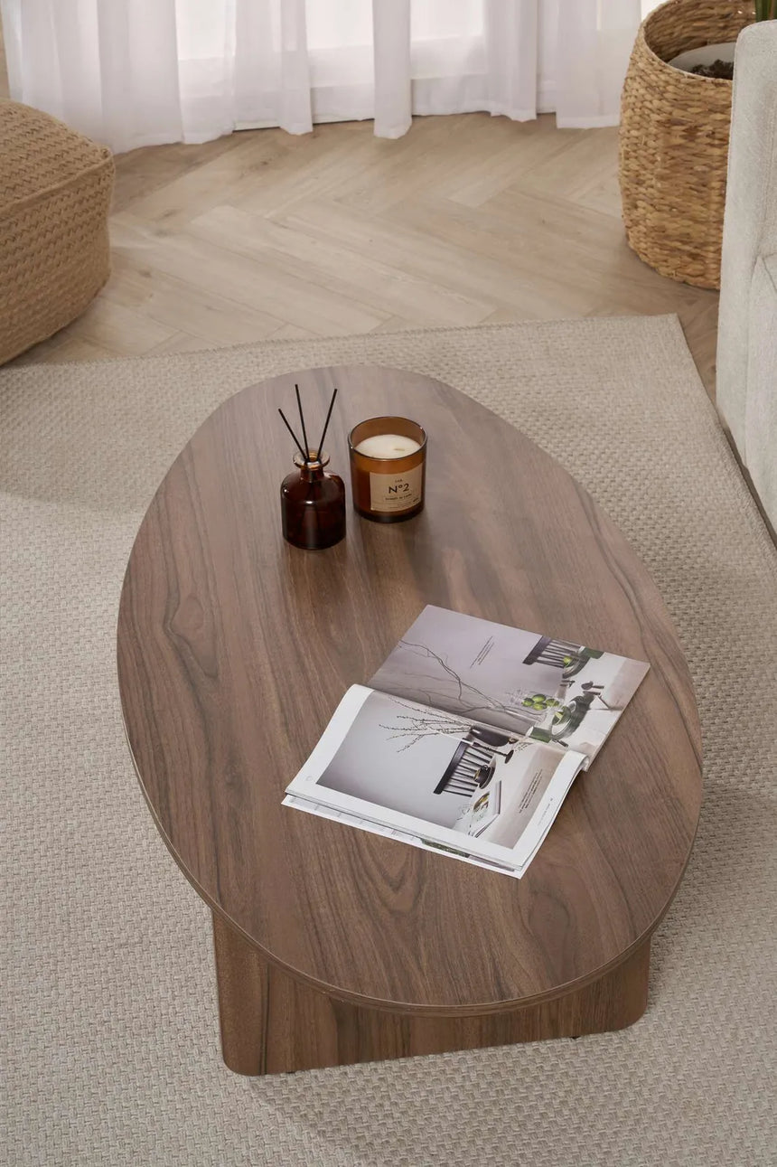 Couchtisch Orba aus melaminbeschichteter Spanplatte in Walnuss, 120×65×40 cm von Hanah Home – Bild 5