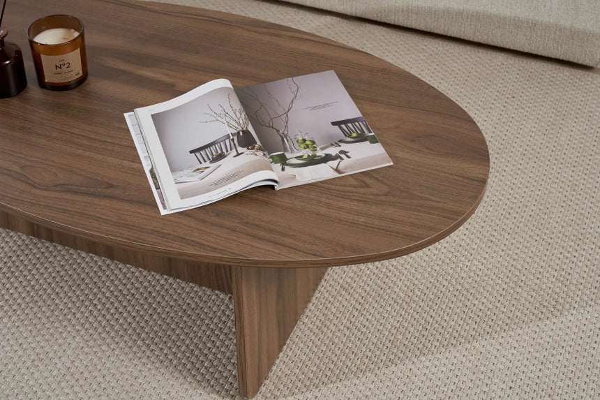 Couchtisch Orba aus melaminbeschichteter Spanplatte in Walnuss, 120×65×40 cm von Hanah Home – Bild 6