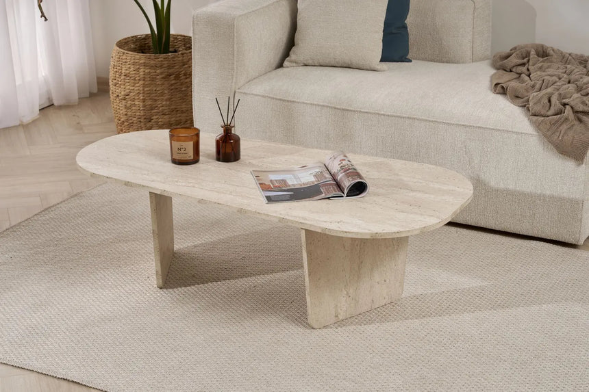 Couchtisch Ovalis aus melaminbeschichteter Spanplatte, 130×65×40 cm von Hanah Home – Bild 2