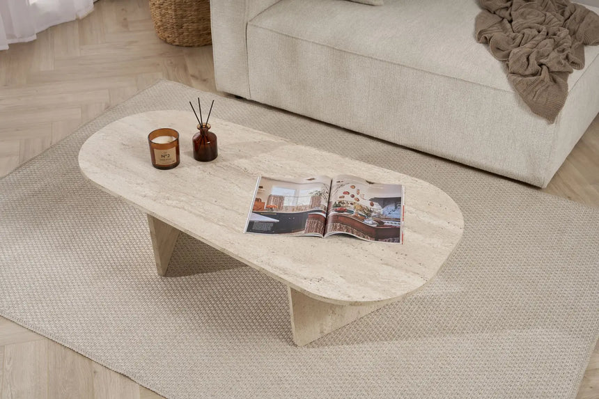 Couchtisch Ovalis aus melaminbeschichteter Spanplatte, 130×65×40 cm von Hanah Home – Bild 3