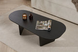 Couchtisch Ovalis aus melaminbeschichteter Spanplatte in Holzschwarz, 130×65×40 cm von Hanah Home – Bild 3