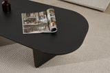 Couchtisch Ovalis aus melaminbeschichteter Spanplatte in Holzschwarz, 130×65×40 cm von Hanah Home – Bild 5
